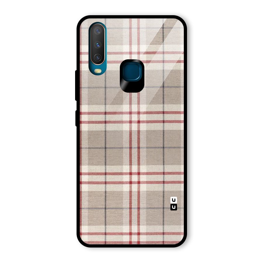 Beige Red Check Glass Back Case for Vivo U10