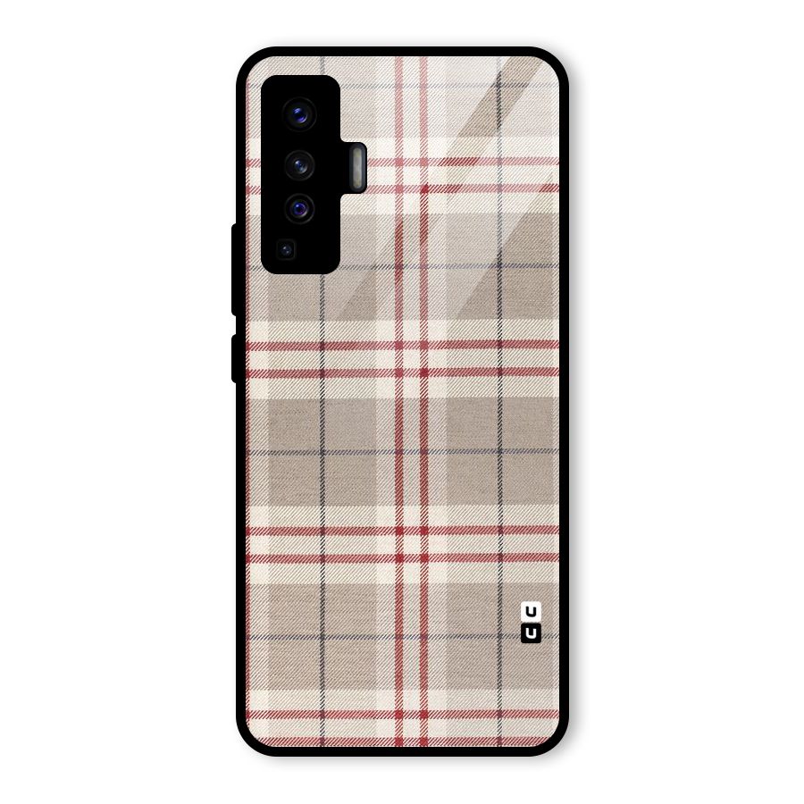 Beige Red Check Glass Back Case for Vivo X50