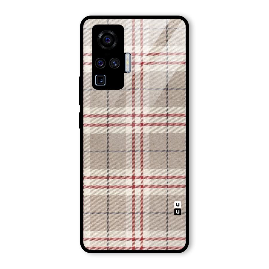 Beige Red Check Glass Back Case for Vivo X50 Pro