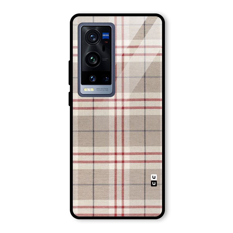 Beige Red Check Glass Back Case for Vivo X60 Pro Plus