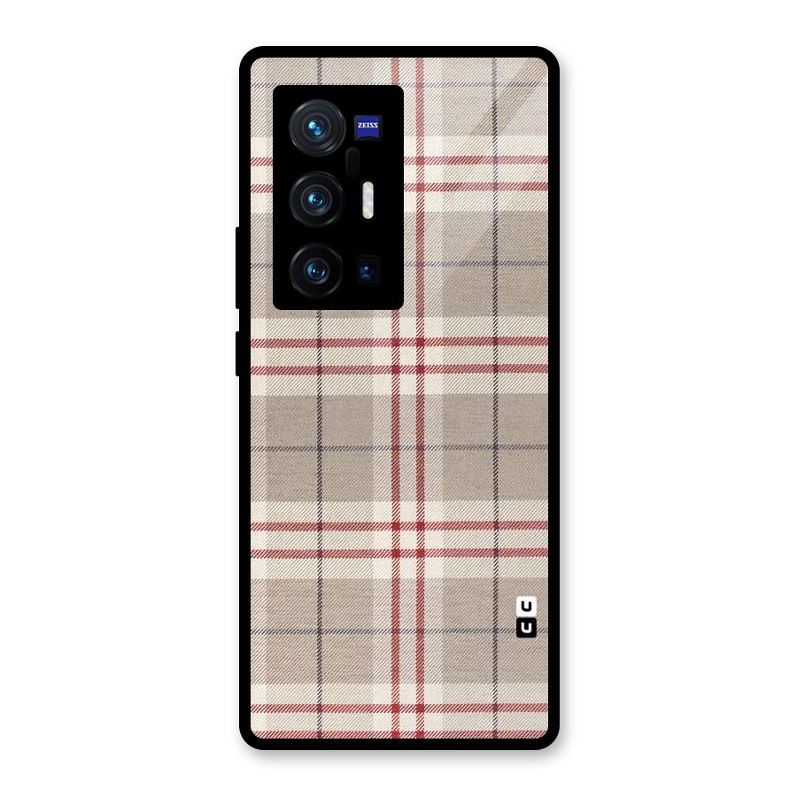 Beige Red Check Glass Back Case for Vivo X70 Pro Plus