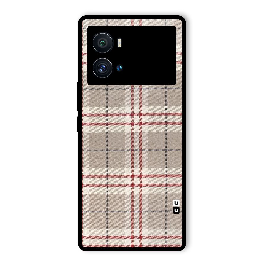 Beige Red Check Glass Back Case for Vivo iQOO 9 Pro