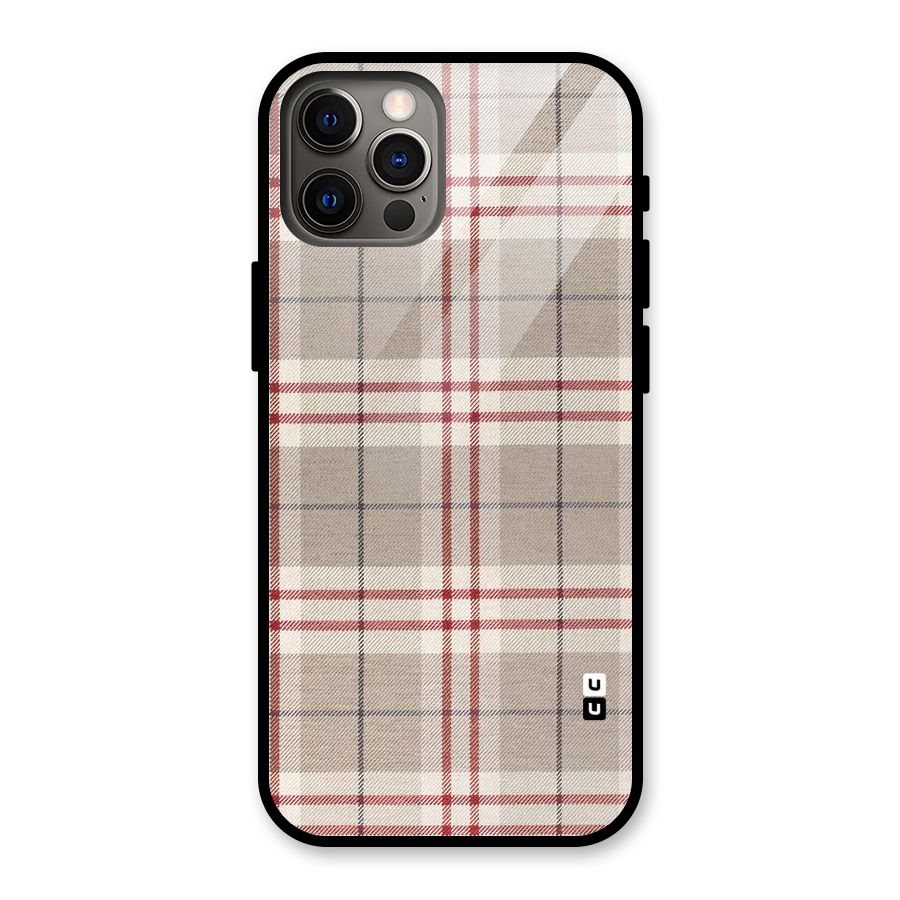 Beige Red Check Glass Back Case for iPhone 12 Pro