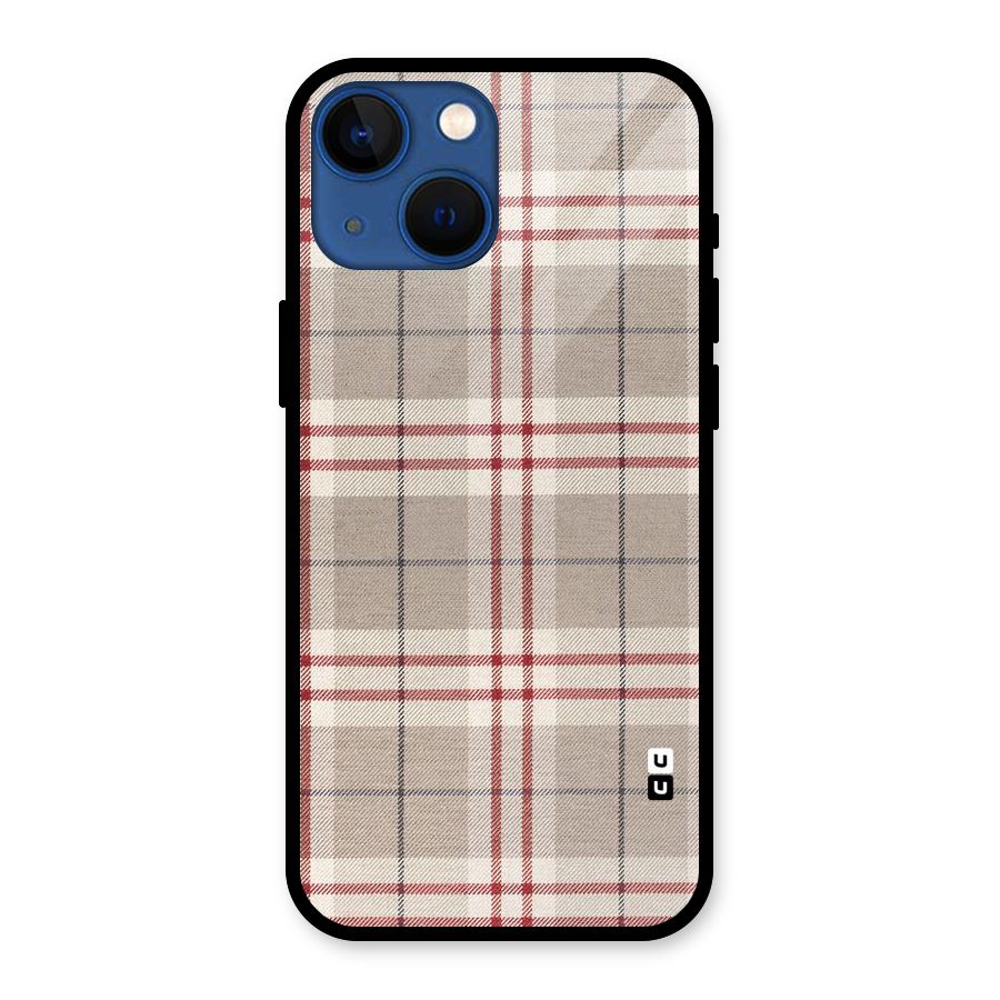 Beige Red Check Glass Back Case for iPhone 13 Mini