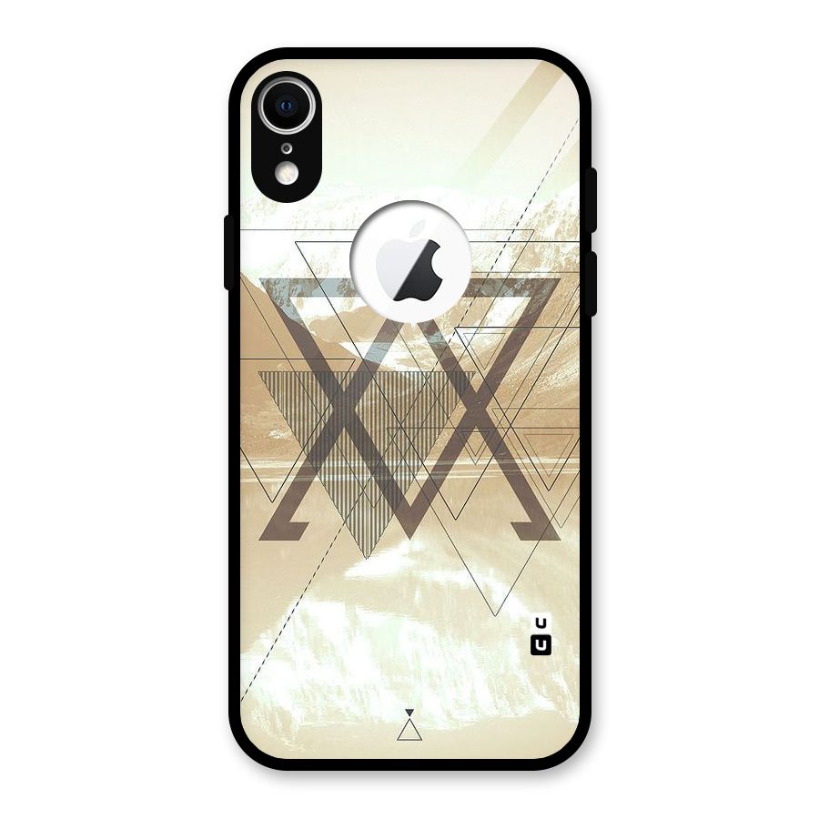 Beige View Glass Back Case for iPhone XR Logo Cut