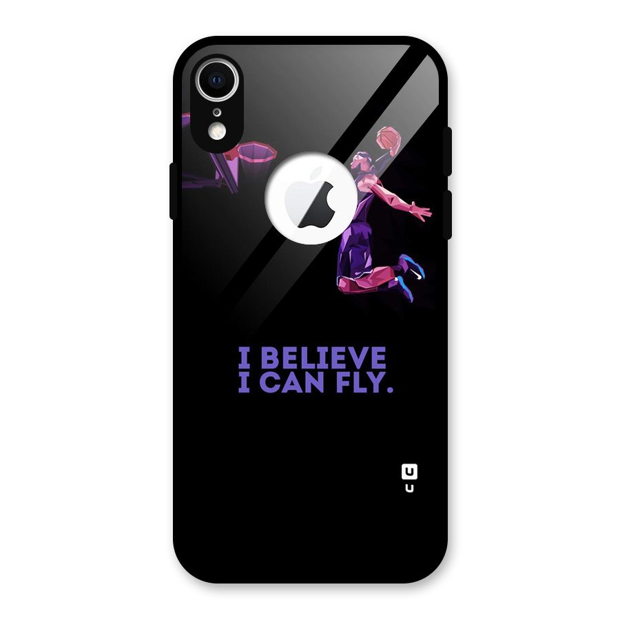 Believe And Fly Glass Back Case for iPhone XR Logo Cut