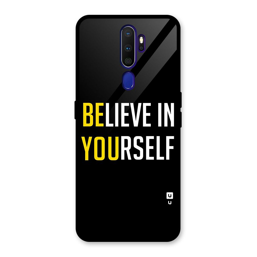 Believe In Yourself Black Glass Back Case for Oppo A9 (2020)