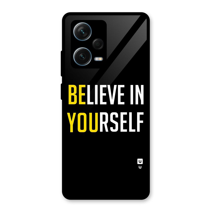 Believe In Yourself Black Glass Back Case for Redmi Note 12 Pro Plus 5G