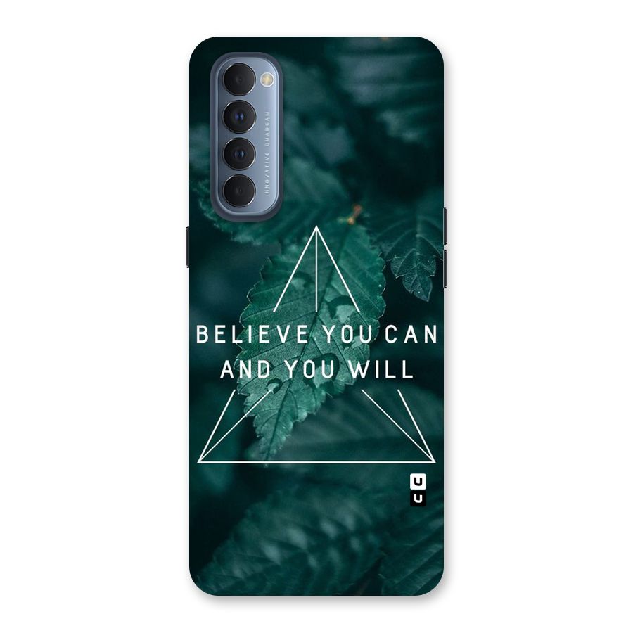 Believe You Can Motivation Back Case for Reno4 Pro