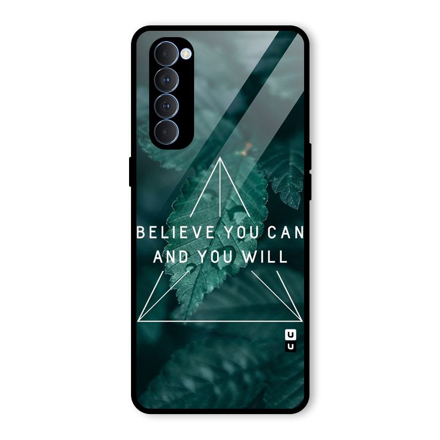 Believe You Can Motivation Glass Back Case for Oppo Reno4 Pro