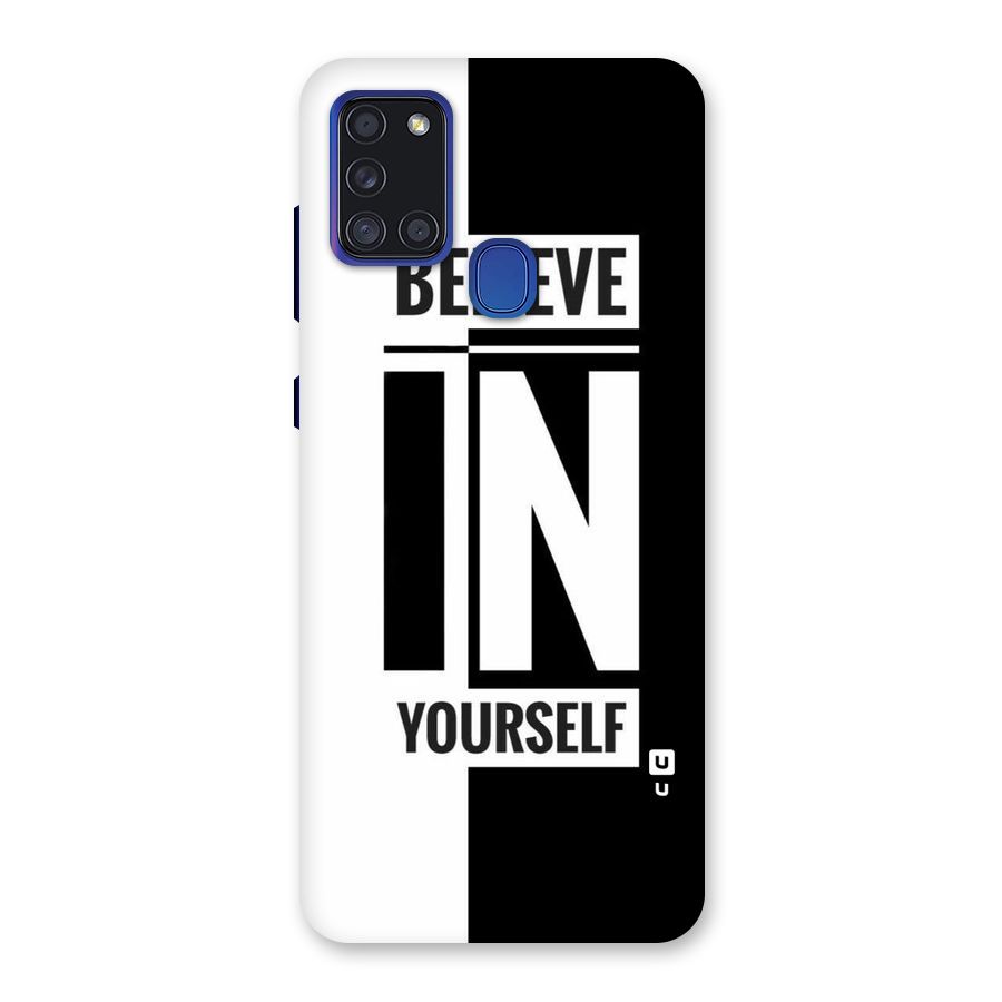 Believe Yourself Black Back Case for Galaxy A21s