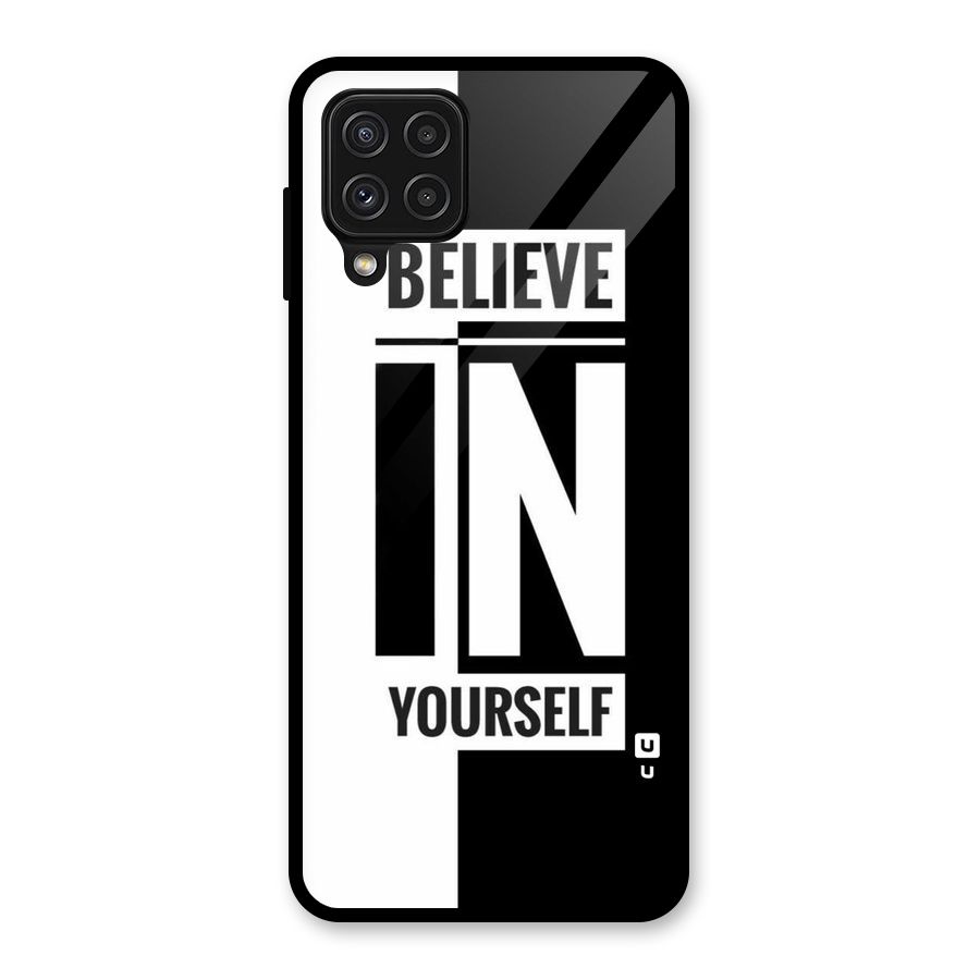 Believe Yourself Black Glass Back Case for Galaxy A22 4G
