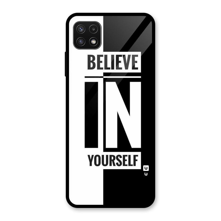 Believe Yourself Black Glass Back Case for Galaxy A22 5G