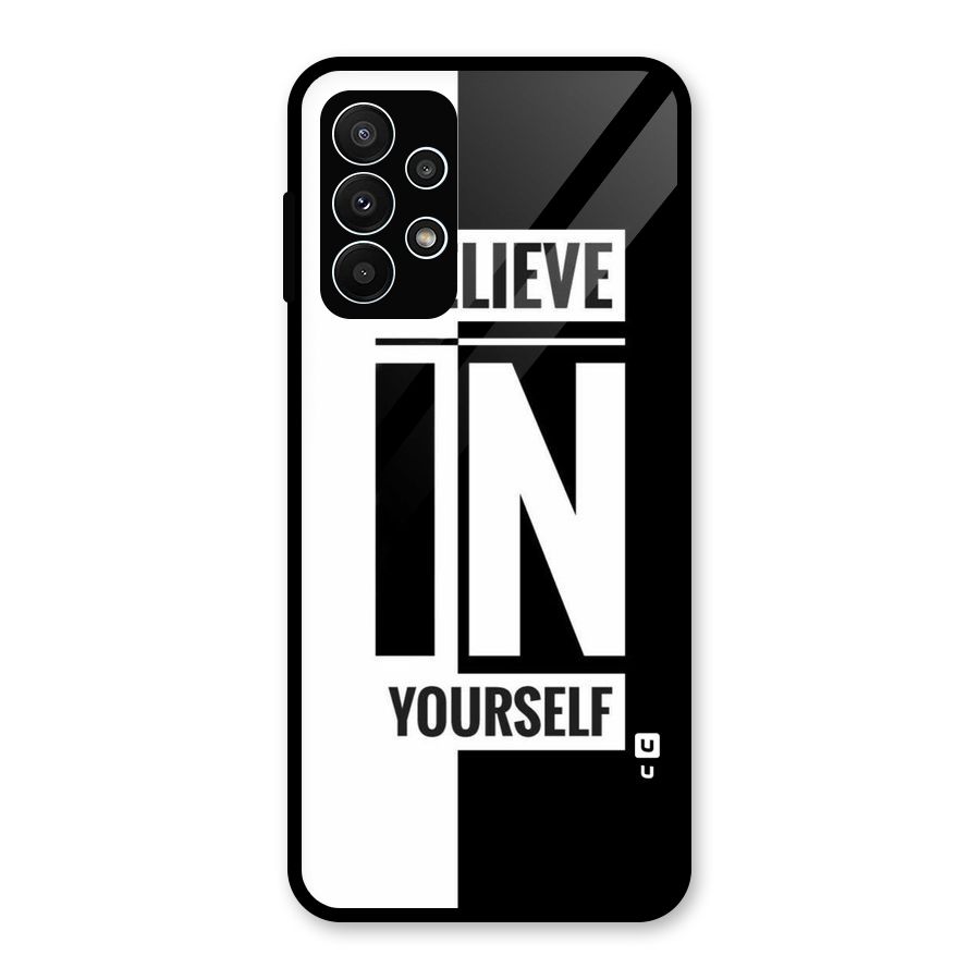 Believe Yourself Black Glass Back Case for Galaxy A23