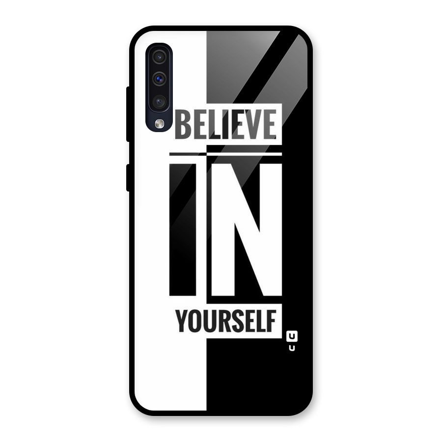 Believe Yourself Black Glass Back Case for Galaxy A50