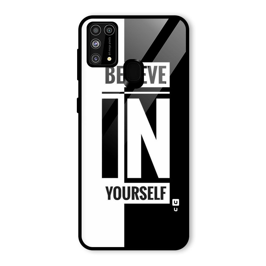 Believe Yourself Black Glass Back Case for Galaxy M31