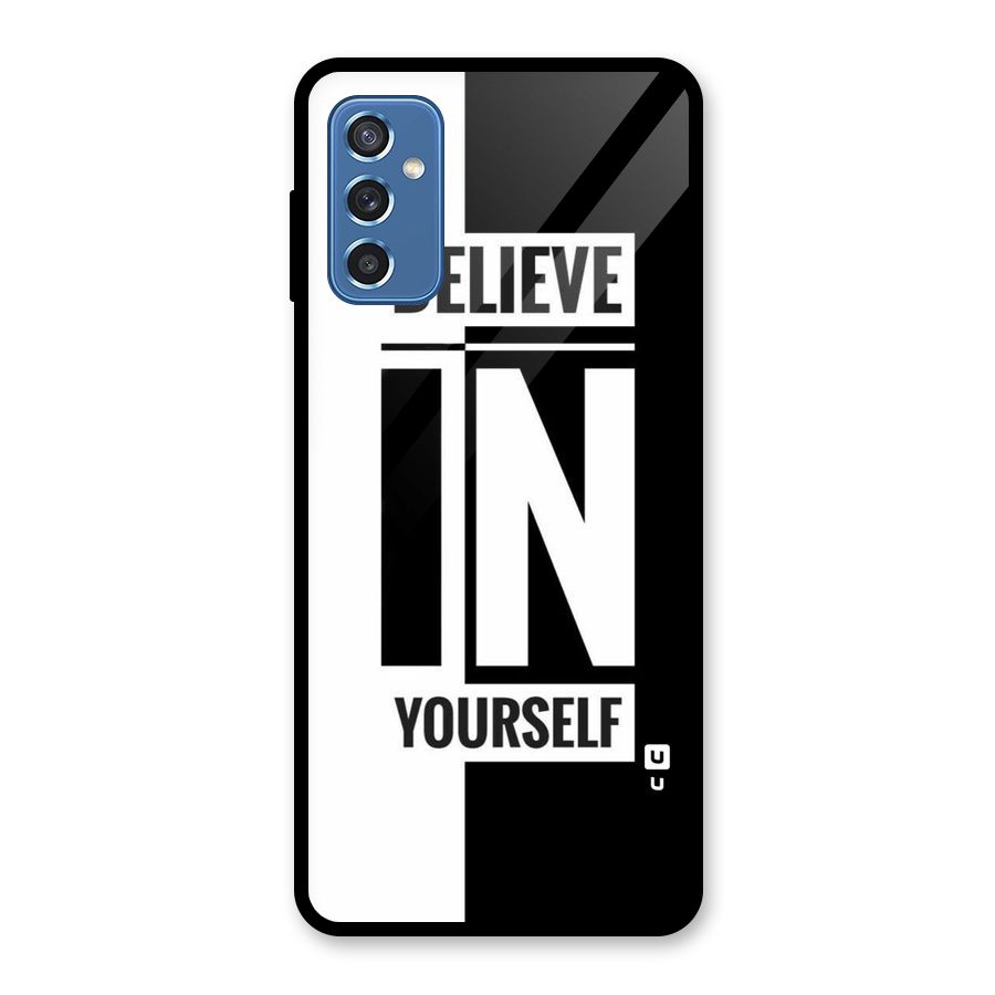 Believe Yourself Black Glass Back Case for Galaxy M52 5G