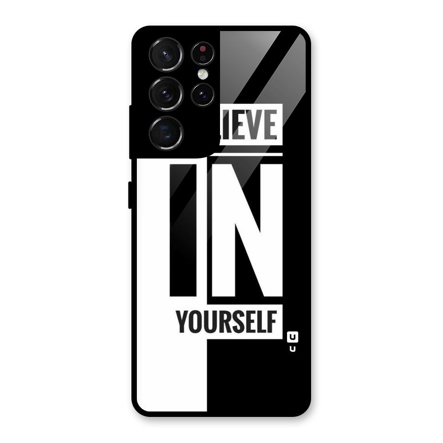 Believe Yourself Black Glass Back Case for Galaxy S21 Ultra 5G
