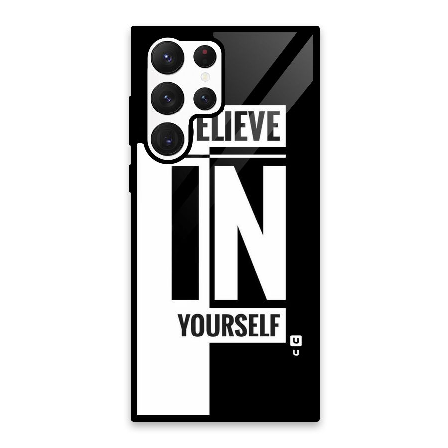 Believe Yourself Black Glass Back Case for Galaxy S22 Ultra 5G
