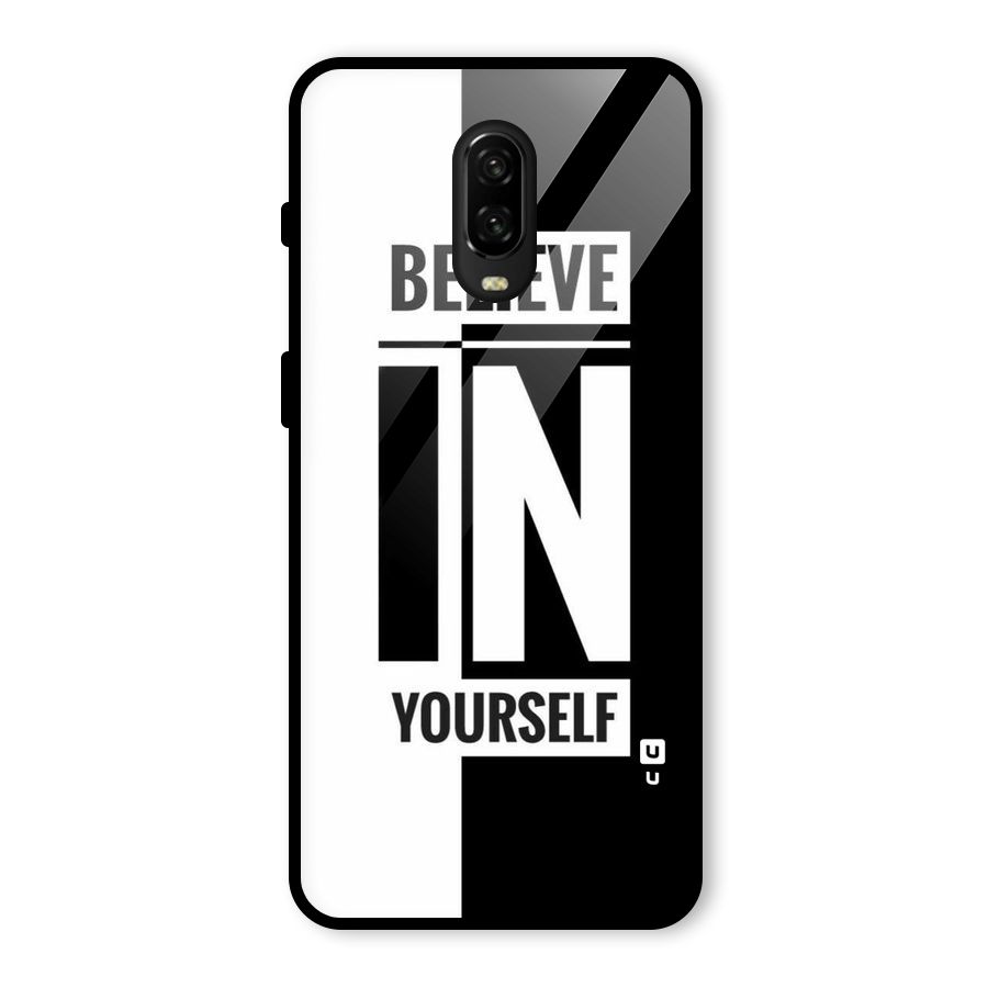 Believe Yourself Black Glass Back Case for OnePlus 6T