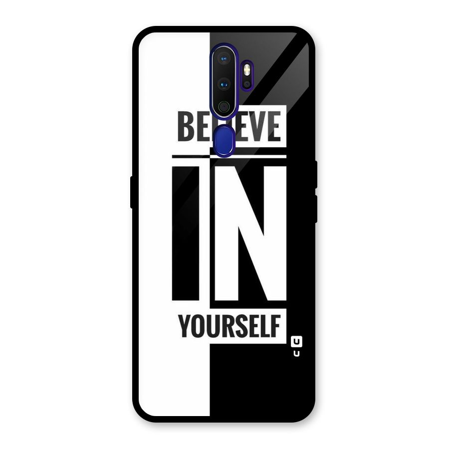 Believe Yourself Black Glass Back Case for Oppo A9 (2020)