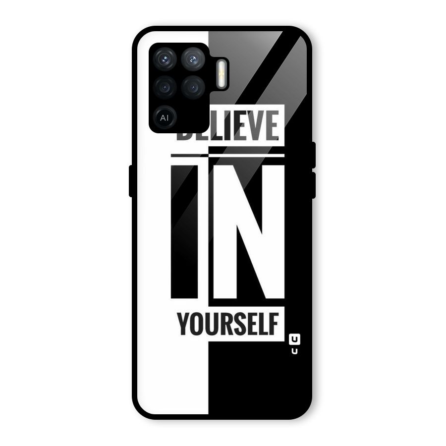 Believe Yourself Black Glass Back Case for Oppo F19 Pro