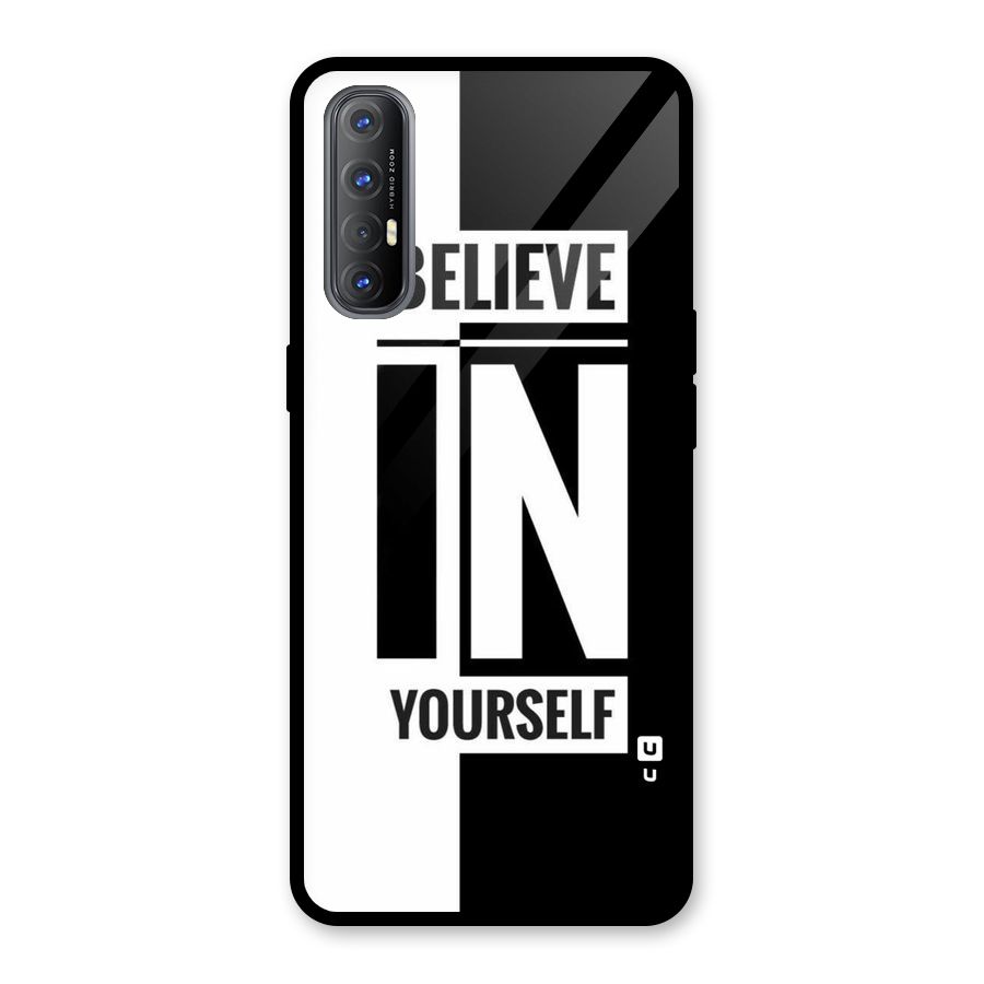 Believe Yourself Black Glass Back Case for Oppo Reno3 Pro