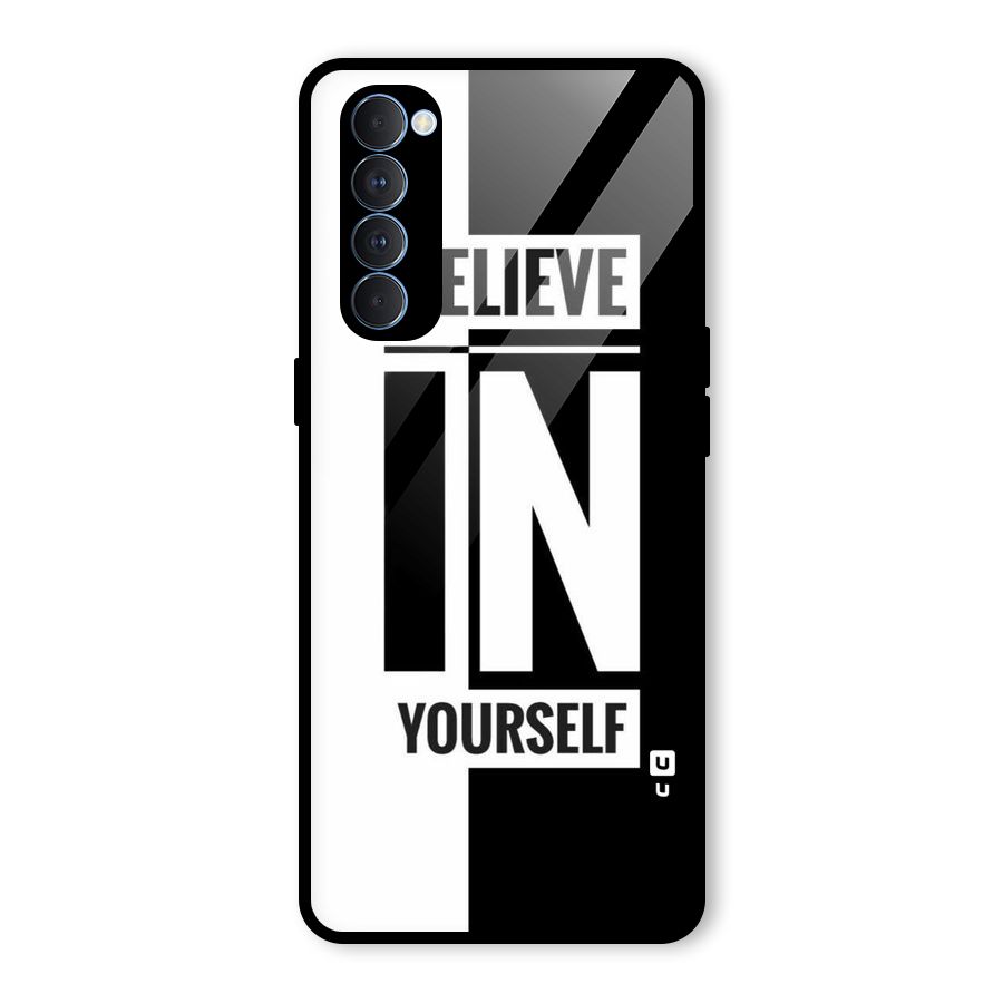 Believe Yourself Black Glass Back Case for Oppo Reno4 Pro