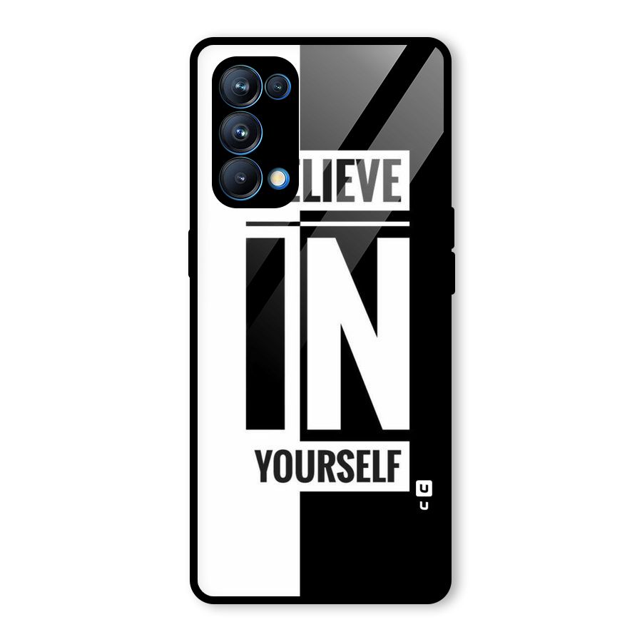 Believe Yourself Black Glass Back Case for Oppo Reno5 Pro 5G
