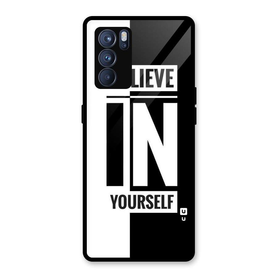 Believe Yourself Black Glass Back Case for Oppo Reno6 Pro 5G