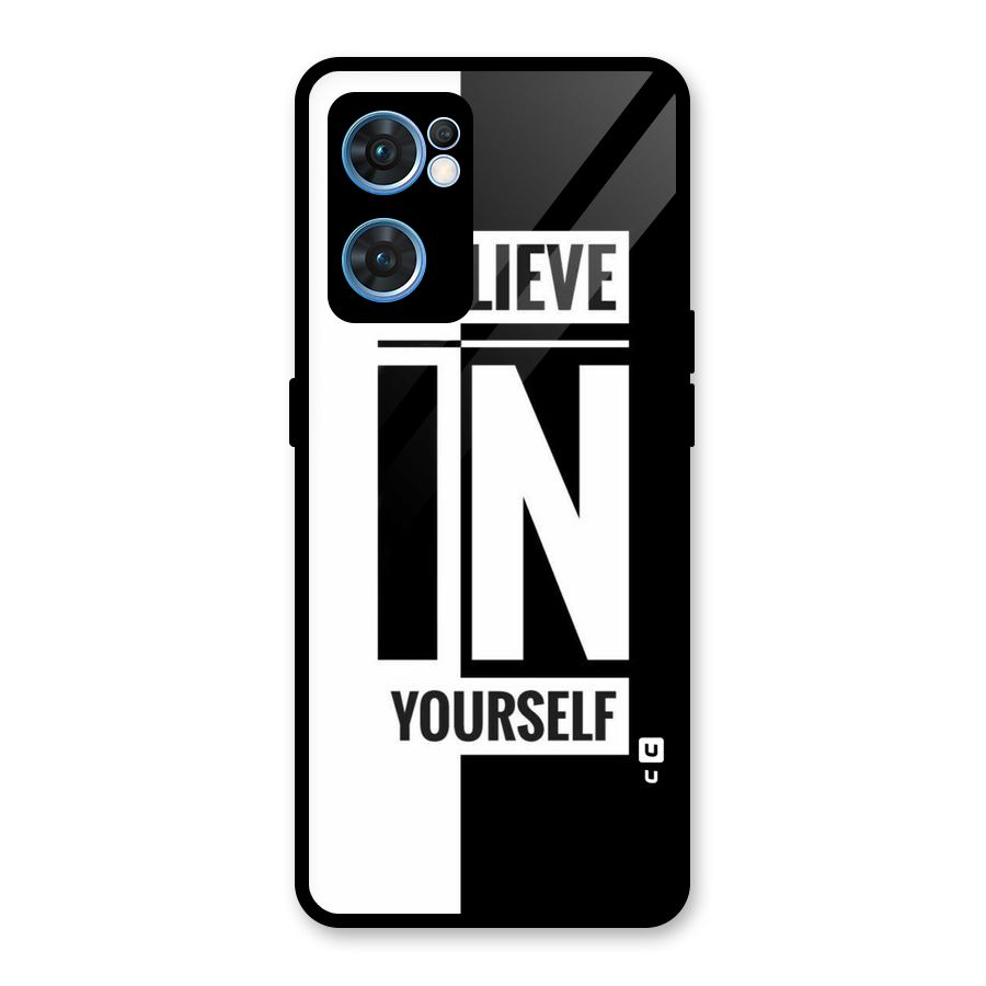 Believe Yourself Black Glass Back Case for Oppo Reno7 5G