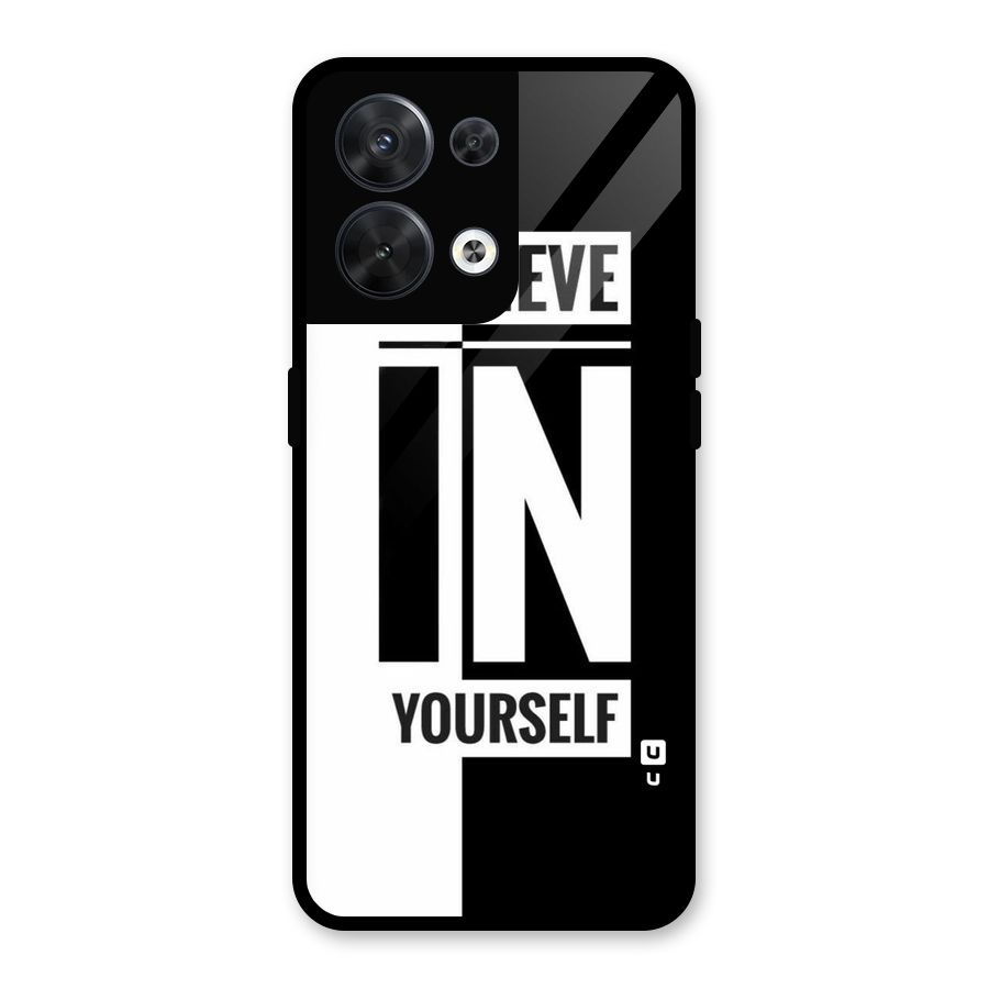 Believe Yourself Black Glass Back Case for Oppo Reno8 5G
