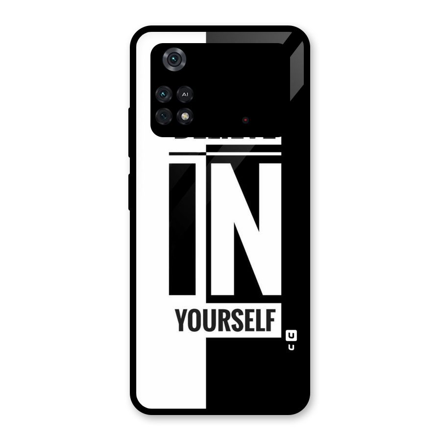Believe Yourself Black Glass Back Case for Poco M4 Pro 4G