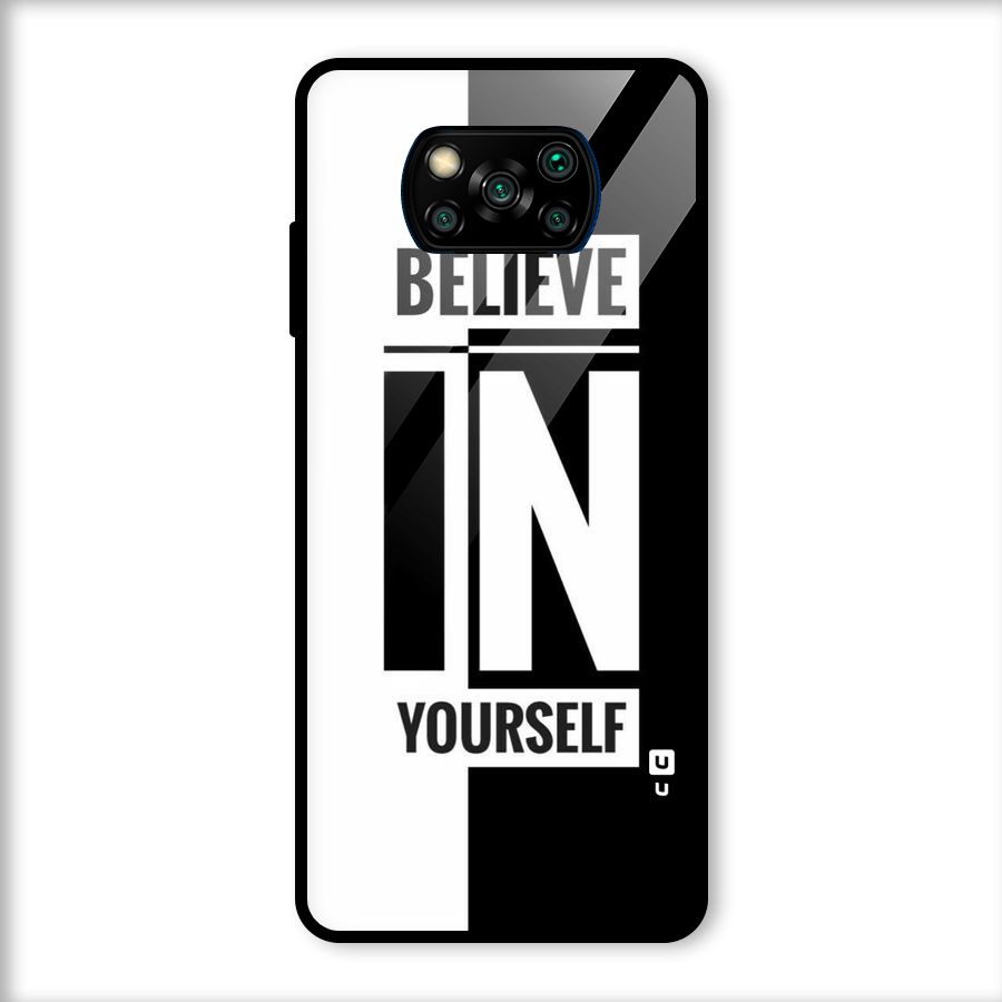 Believe Yourself Black Glass Back Case for Poco X3