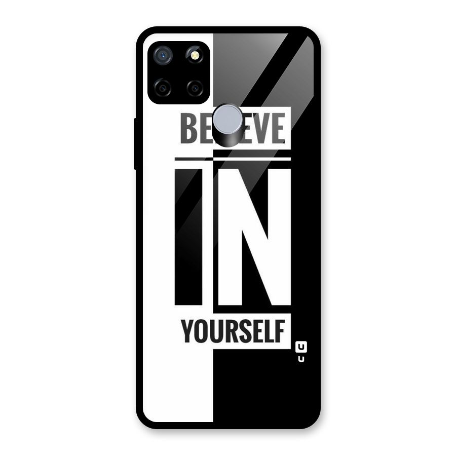 Believe Yourself Black Glass Back Case for Realme C15