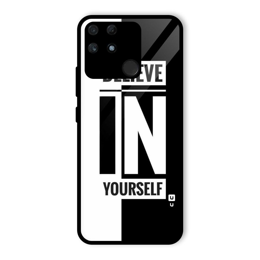 Believe Yourself Black Glass Back Case for Realme Narzo 50A