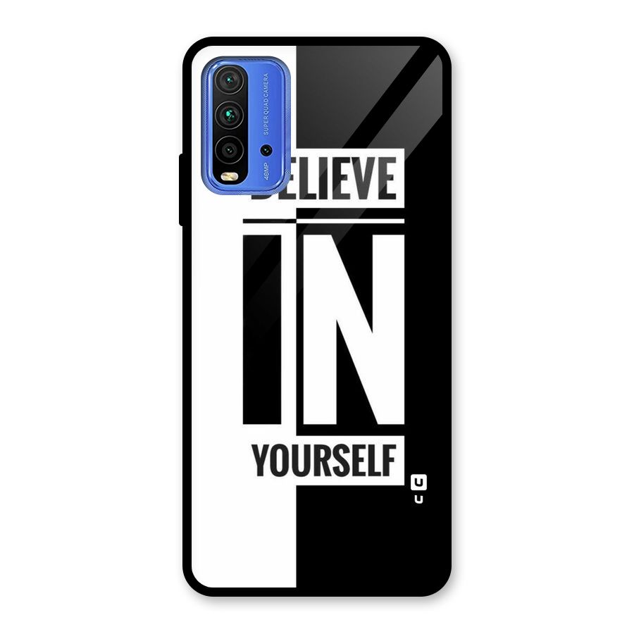 Believe Yourself Black Glass Back Case for Redmi 9 Power