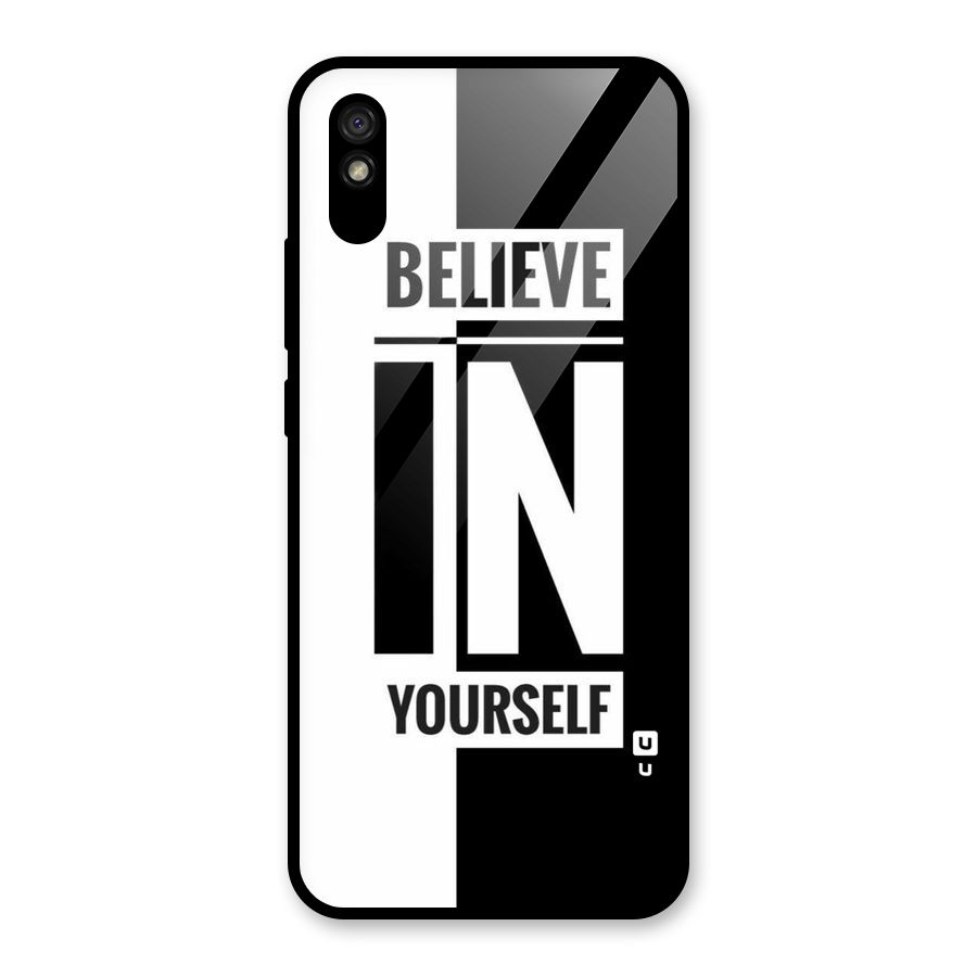Believe Yourself Black Glass Back Case for Redmi 9i