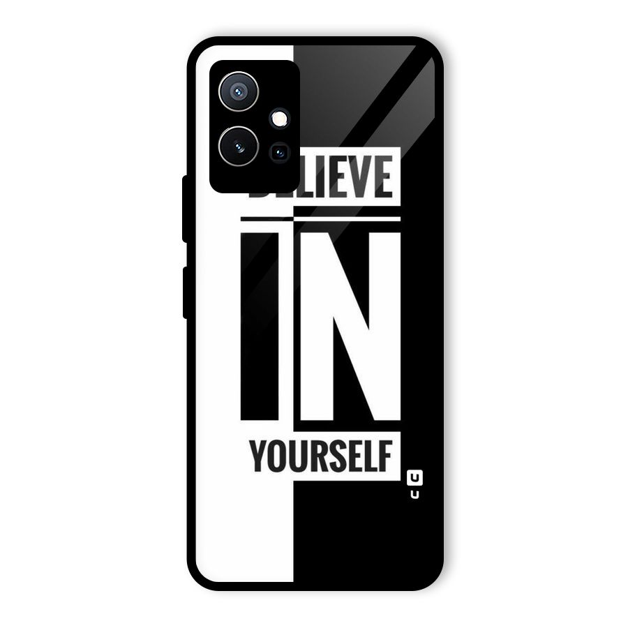 Believe Yourself Black Glass Back Case for Vivo T1 5G