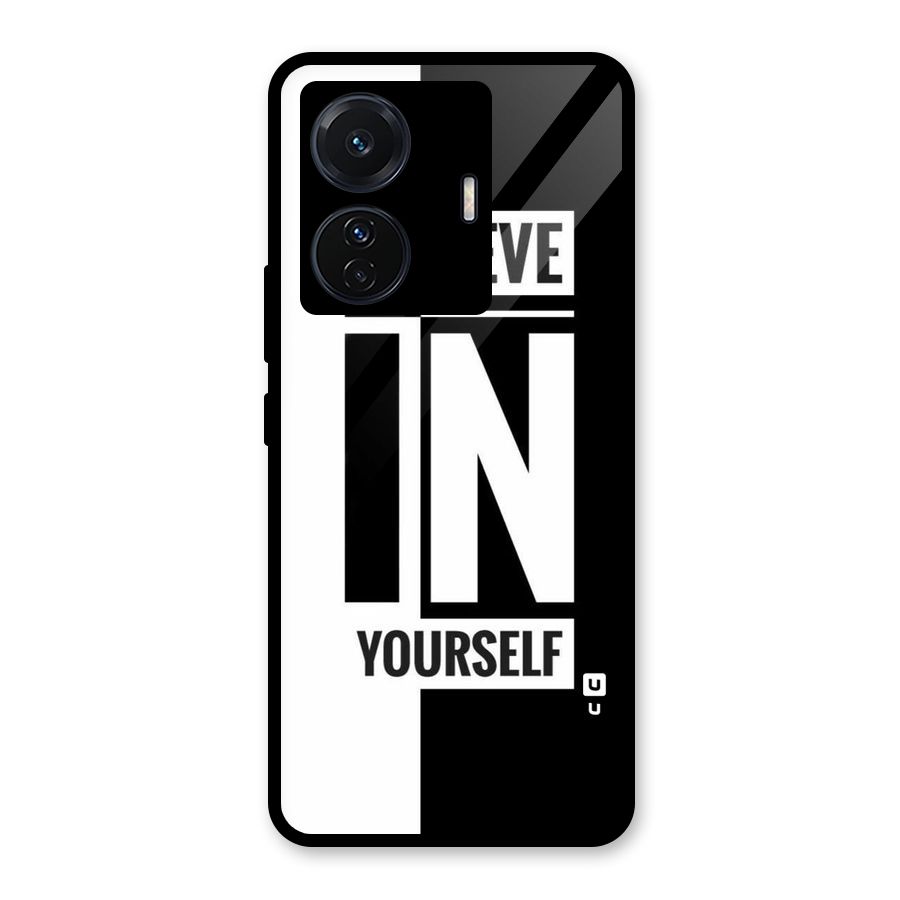 Believe Yourself Black Glass Back Case for Vivo T1 Pro