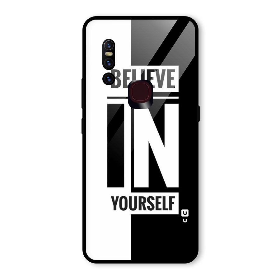 Believe Yourself Black Glass Back Case for Vivo V15