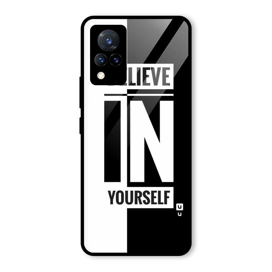 Believe Yourself Black Glass Back Case for Vivo V21 5G