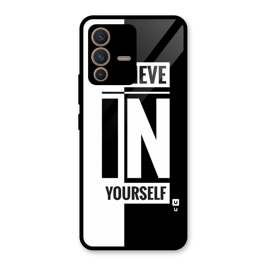Believe Yourself Black Glass Back Case for Vivo V23 5G