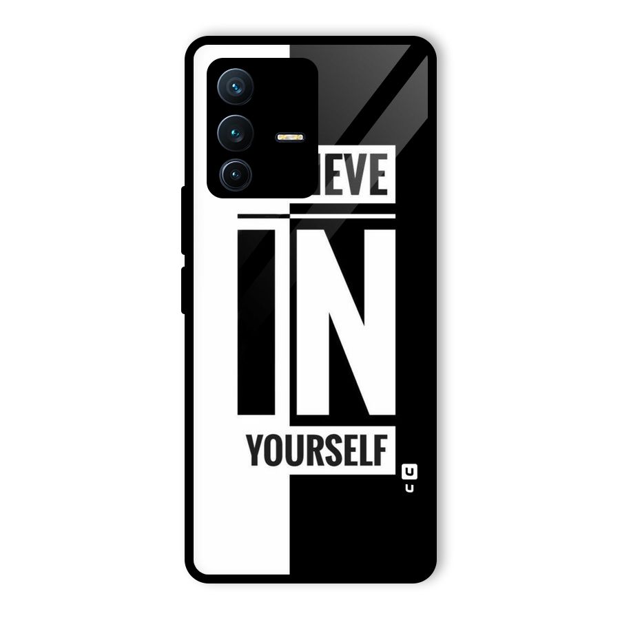 Believe Yourself Black Glass Back Case for Vivo V23 Pro