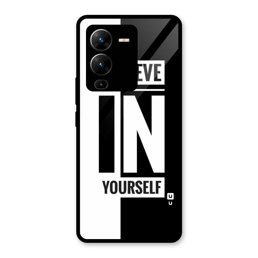Believe Yourself Black Glass Back Case for Vivo V25 Pro