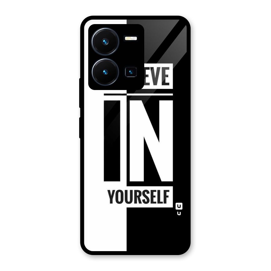 Believe Yourself Black Glass Back Case for Vivo Y35