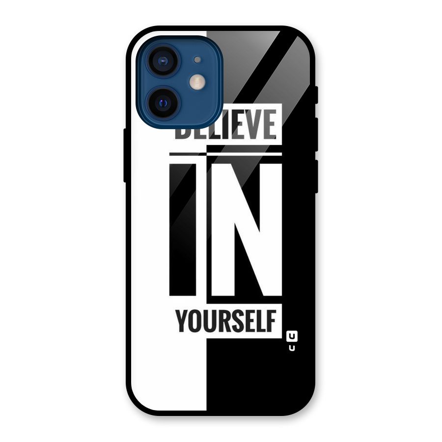 Believe Yourself Black Glass Back Case for iPhone 12 Mini
