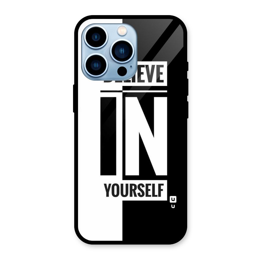 Believe Yourself Black Glass Back Case for iPhone 13 Pro