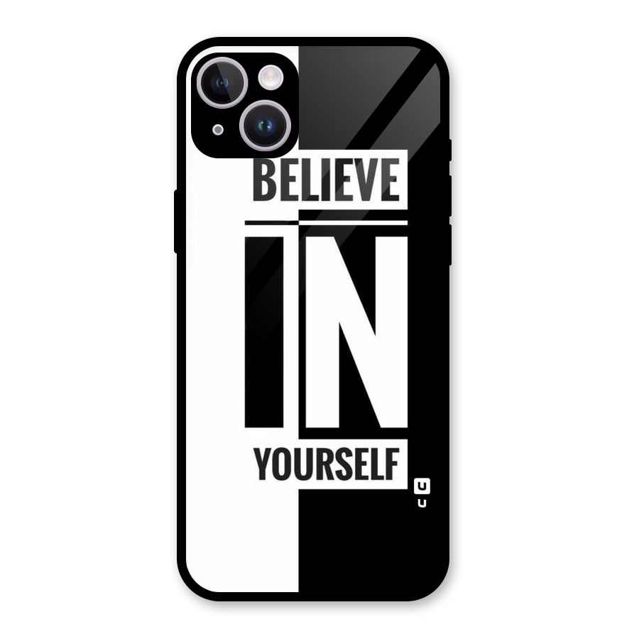 Believe Yourself Black Glass Back Case for iPhone 14 Plus