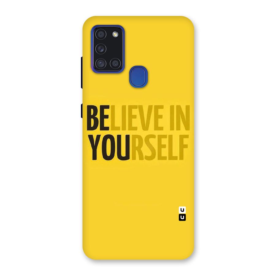 Believe Yourself Yellow Back Case for Galaxy A21s